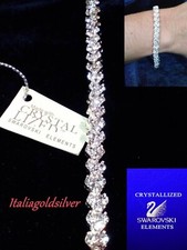 Bracciale Donna Trilogy CUORE p. Argento 925 SWAROVSKI ORIGINALI Tennis oro new