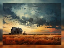 Stormy Beauty: Farmhouse Oil Painting Print 5"x7"