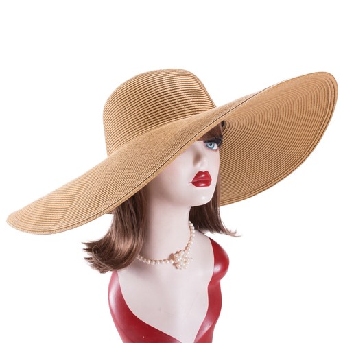 6.7" Womens Church Kentucky Derby Wide Brim Straw Summer Floppy Sun Hat A330 - Picture 37 of 109