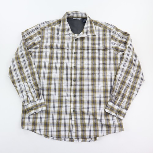 Wrangler Outdoor Performance Button-Up Hemd Herren Large grün grau kariert Outdoor
