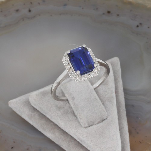 Wert 1690 € Brillant Saphir Ring in 585 14 Karat Weiß Gold