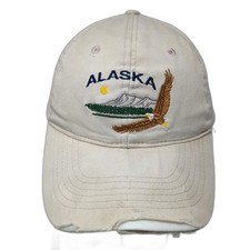 Alaska Slideback Baseball Cap Beige One Size Adjustable Embroidered Distressed