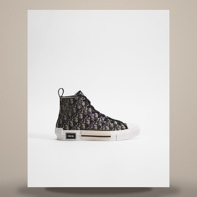 Dior B23 League High-Top Sneaker beige & schwarz schräg Jacquard 158730968 [U]