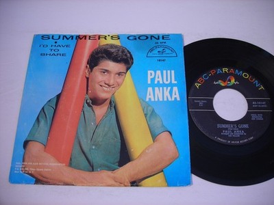 w PICTURE SLEEVE Paul Anka Summer's Gone / I'd have to Share 1960 45rpm VG++