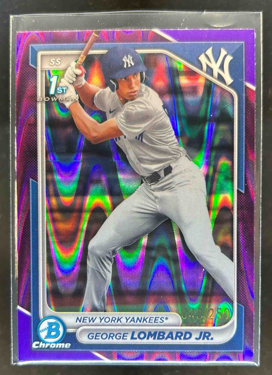 2024 Bowman George Lombard Jr. Chrome Purple RayWave Refractor 1st #/250 Yankees