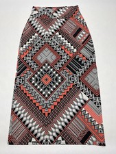 VTG Abstract Funky Geometric Print Maxi Skirt Size M Artsy Eclectic Hipster Y2K