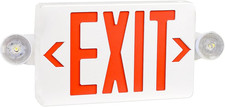 Red LED Exit Sign with Emergency Lights,Two LED Adjustable Head Emergency