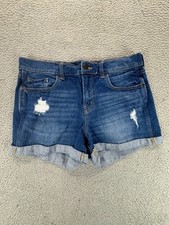 Old Navy Boyfriend Womens Mid-Rise Distressed Cuffed Denim Shorts Blue Size 8