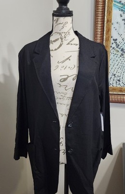 2 Women Linen Blazers NWT Time & Tru Sz. 8-10, 1- Blk, 1- Tan! Work Or Play!