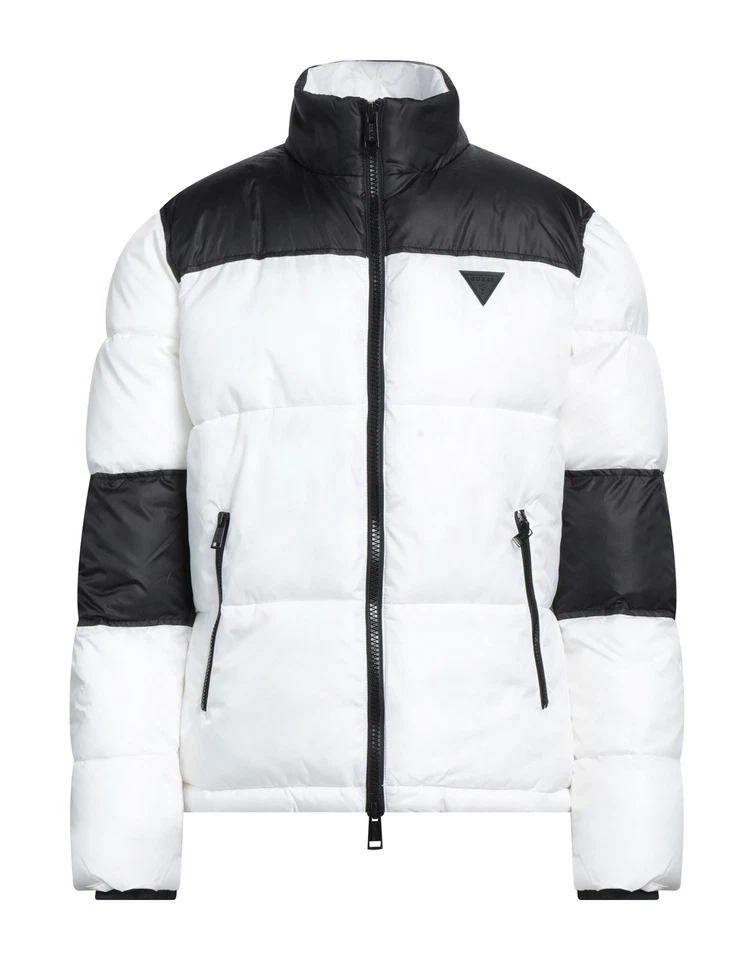 RRP €200 GUESS Puffer Jacket Size XL White Colour Block High Neck  - Image 3 of 4