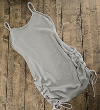 Beige Mini Dress UK 10-12 Medium Ruched Tie Side Bodycon Summer Holiday Beach