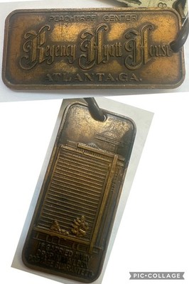 Peachtree Center Regency Hyatt House Atlanta Georgia Chunky Brass Hotel Room Key