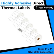 5Rolls 2000 Labels 3x1 Direct Thermal for Zebra LP 2443 2844 2442 Eltron ZP450