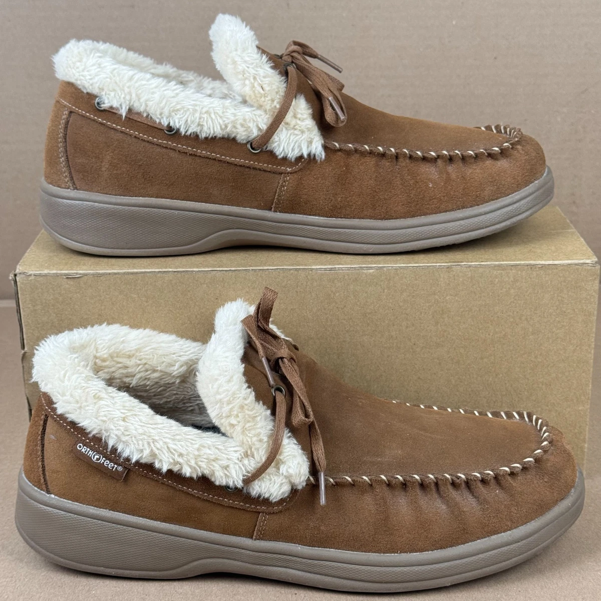 Men\'s Ortho Feet Brown Suede Shearling-Lined Slip-On Clog, Sz 13W Orthofeet Leather Men main image 3