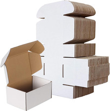 6X4X3 Shipping Boxes Set of 50, White Small Corrugated Cardboard Box, Mailer Box