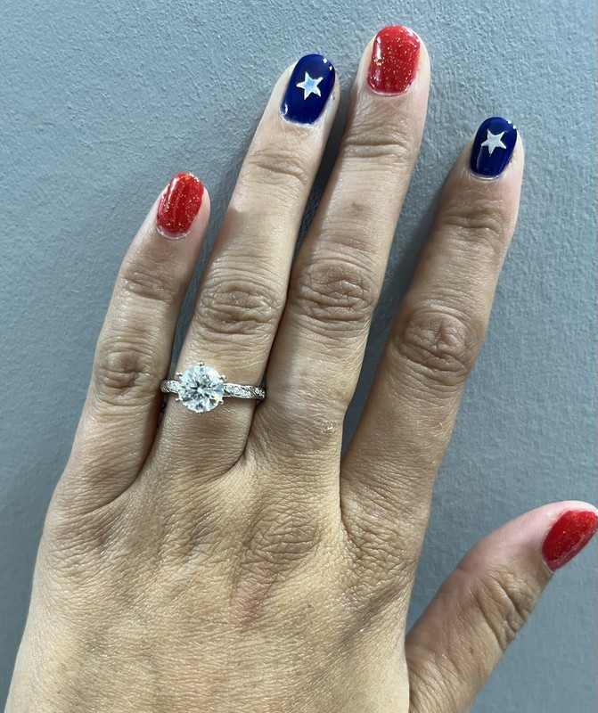 925 Sterling Silver Round Moissanite Solitaire Ring Size 7