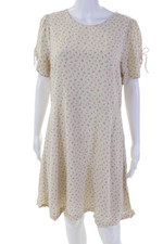 Madewell Womens Short Sleeve Floral Print Shift Dress Beige Size 8