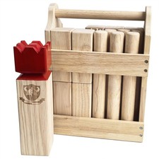 Kubb Game Set - Hardwood Viking Games with Rubber Wood Regulation Size, Beige