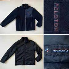 Peloton X Four Laps, Sherpa/Nylon Reversible Zip Up Jacket, Men US Medium, Navy
