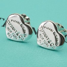 TIFFANY  Co. Return to Heart Stud Earrings Sterling Silver 925 Accessory No Box