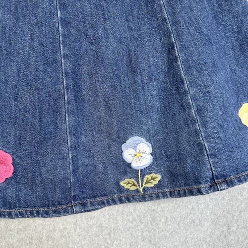 Princess Highway Denim Skirt Size 14 L Blue Poppy Floral Flower - Foto 3 di 8