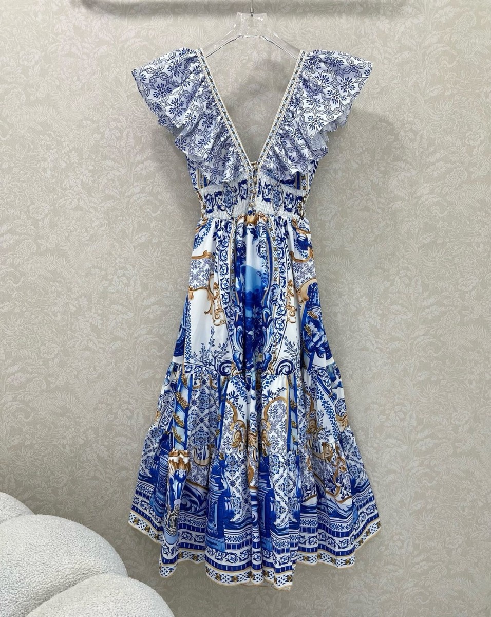 CAMILLA Blue Floral Ruffle V-Neck Maxi Dress Size 36 | eBay CAMILLA Blue Floral Ruffle V-Neck Maxi Dress Size 36 | eBay