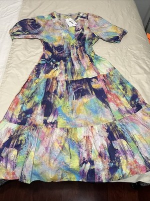 Purple Brush Chacha Long Dress Size S Women's