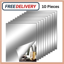10 Pack Flexible Mirror Sheets Decorative Self Adhesive Mirror Tiles, 8x10 Inch