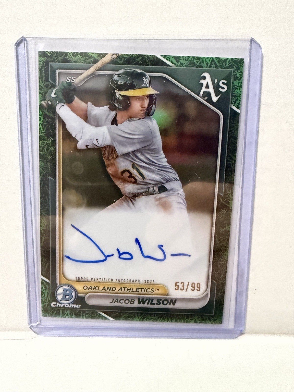 2024 Bowman Chrome Prospect Autographs Jacob Wilson #CPA-JWI Green Grass /99