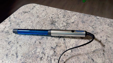 Ceramic 1in Curling Iron/Wand 450 F Swivel Cord Blue/Silver Electric