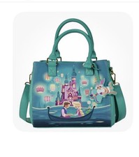 Bolso Bandolera Loungefly Disney Enredado Rapunzel Princesa Castillo Brilla en la Oscuridad