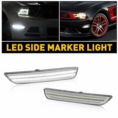 For Ford 2010-2014 Mustang Clear Lens Front & Rear Marker LED Side Lights AUXITO