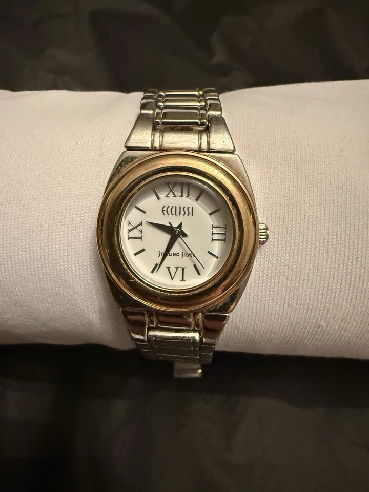 Reloj Pulsera Ecclissi Plata de Ley 925 Damas Reversible Pulsera Eslabón. Usado Foto 2 de 4