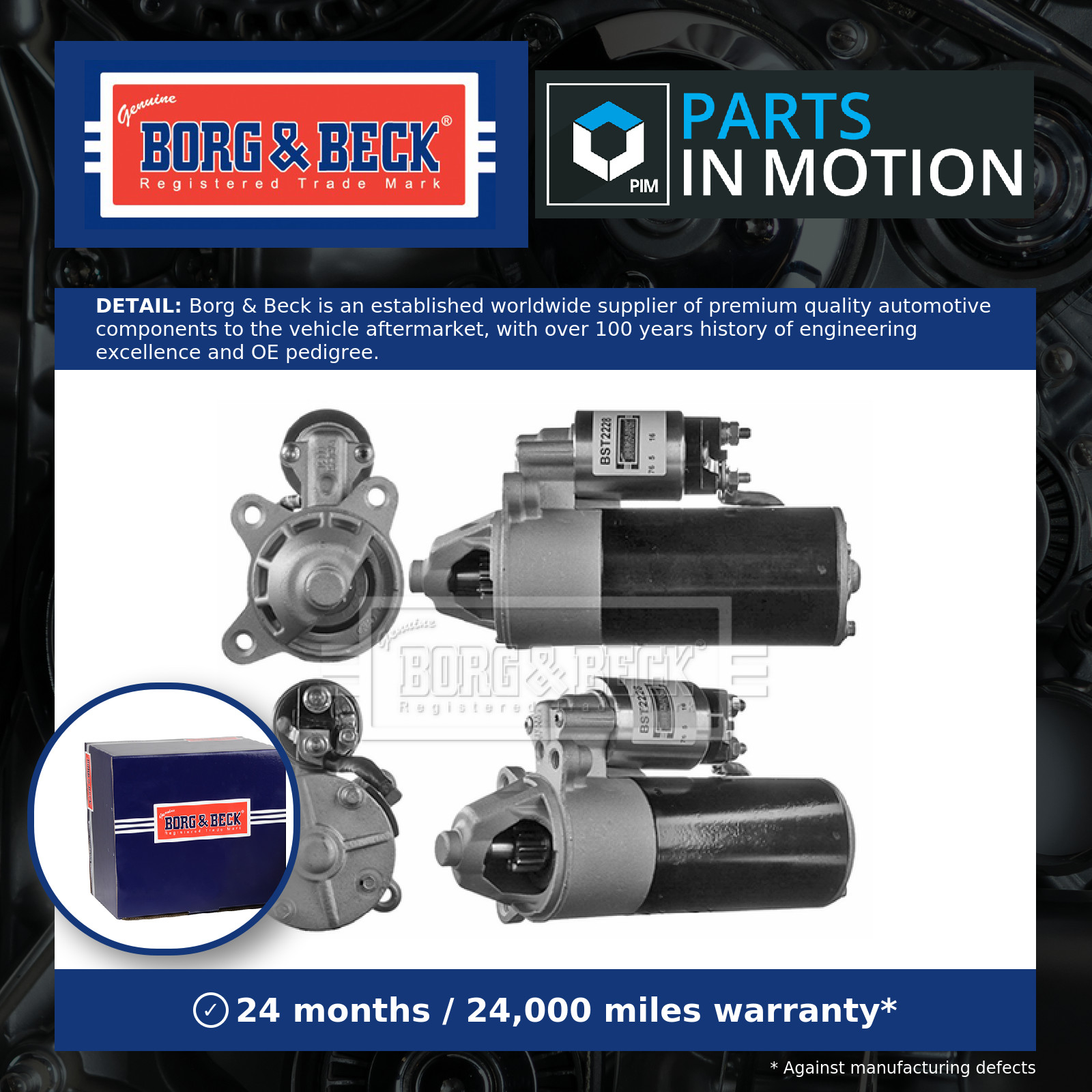 Starter Motor BST2228 Borg & Beck 1S4U11000AA 97BB11000B3D 97BB11000BB Quality