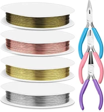 Anezus 7 Pc Jewelry Tools Set - Pliers, Wire Cutters & Craft Wire for Jewelry Re