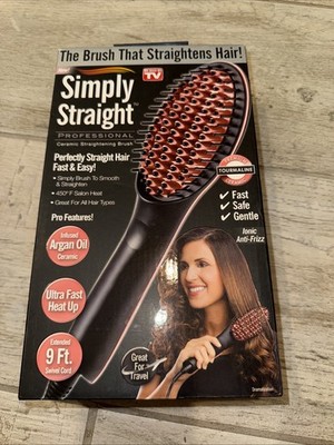 Simply Straight Ceramic Hair Straightening Brush, Black/Orange
