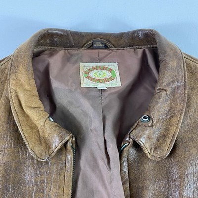 Vintage 80s Banana Republic Leather Bomber Jacket Mens 46 Mill