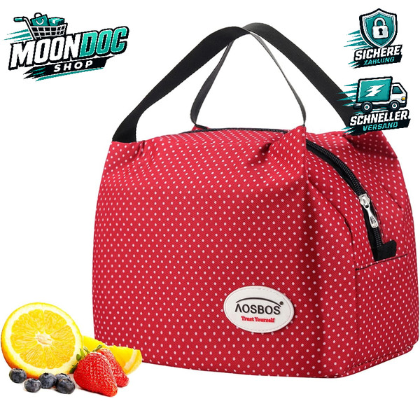 KüHltasche Faltbar 8,5L Isoliertasche Rot Mini Picknicktasche Lunchbag Damen-image