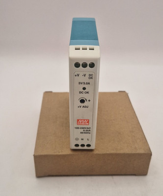Mean Well MDR-20-5 DIN Rail Power Supply 5V 3A 15W 100-240VAC New OB