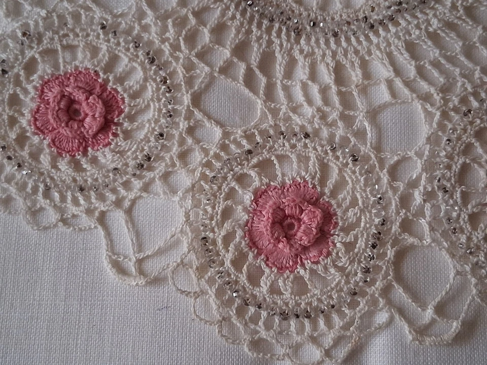 ANCIEN NAPPERON fait main-crochet diamètre 26 cm - Photo 3/3