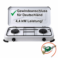 Campingkocher Gaskocher 2 Flammig 50Mbar Propangas Herd 3 4 Gasherd Gasregler