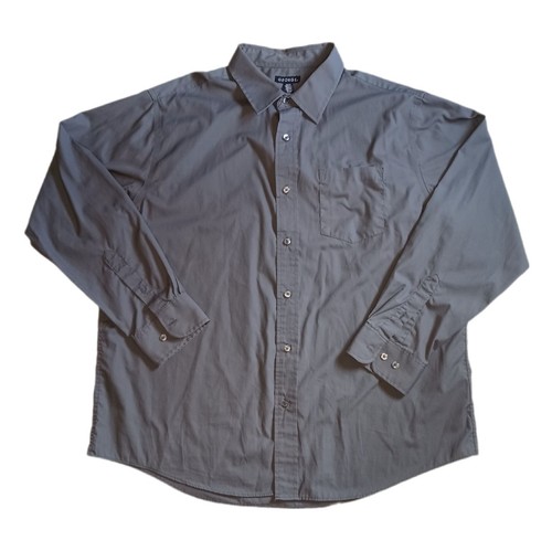 George Dress Shirt Mens Size XL Gray Long Sleeve Button Down Neck 17 inch - Picture 3 of 8