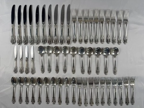 Wallace Sterling Silver Grande Baroque 1941 Flatware Set of 54