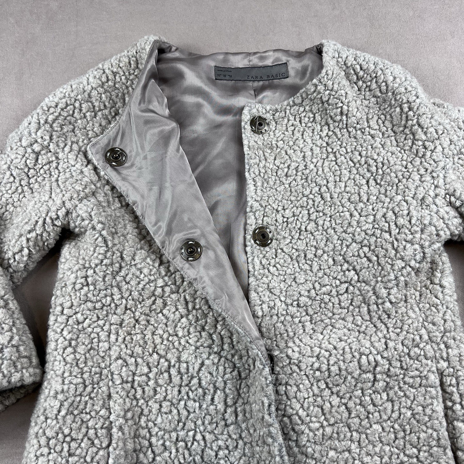 ZARA BASIC Women's Gray Snap Jacket Lined Pockets… - image 4