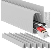 EVEO J Channel Cable Management 6 Pack x 16” Cord Cover Cable Raceway 96'' GRAY