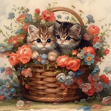 Cat Diamond Art Painting Kits,5D Full Round Drill Cute Kitten Painting by Numbe