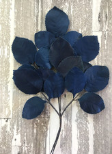 Antique Vintage Millinery Satiny Leaves Blue Colors