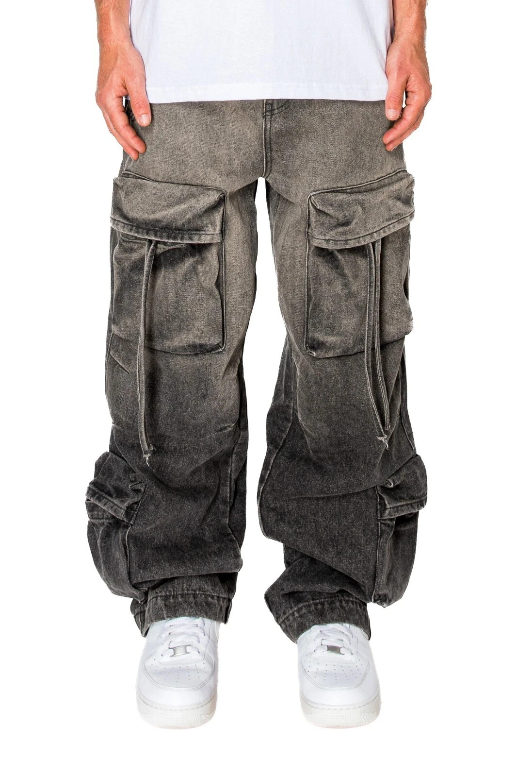 's Baggy Fit Faded Wash Oversized Cargo Jeans Dl1533
