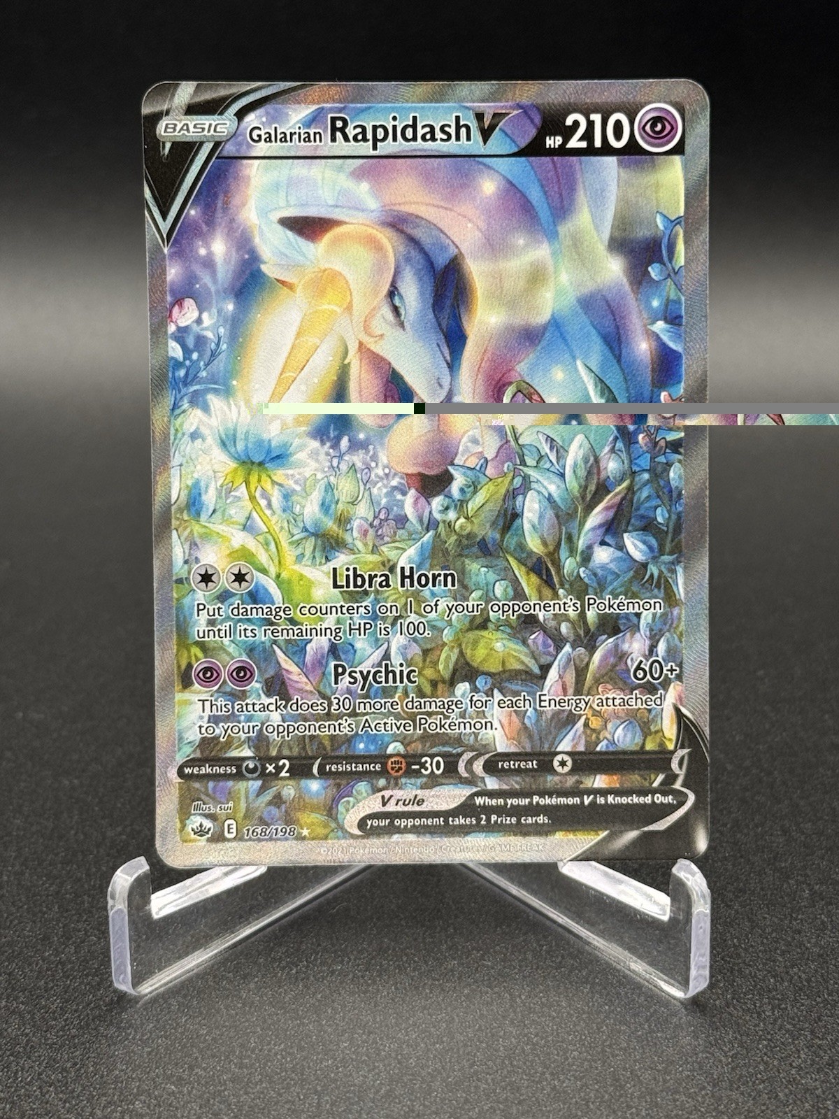 Galarian Rapidash V 168/198 Chilling Reign Ultra Rare Full Art Holo ENG 2021