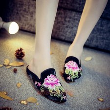 Chinese Embroidered Women's Shoes Home Linen Embroidery Ladies Casual Slippers